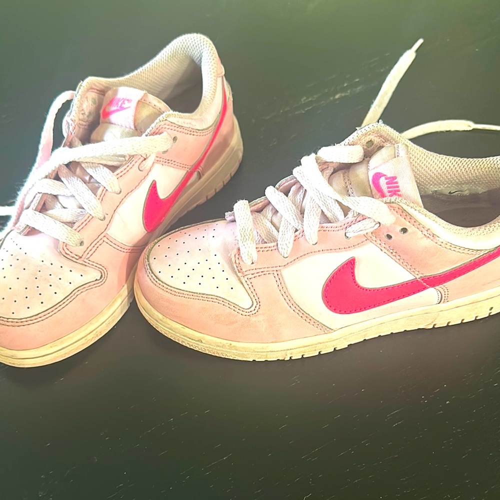 Hot pink and light Nike sneakers